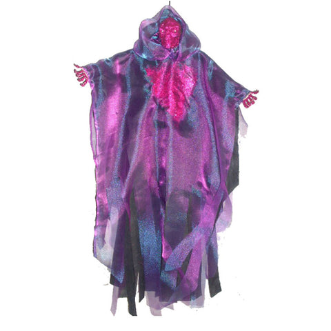 Halloween Glitter Purple Skull Hanging Reaper Halloween Prop