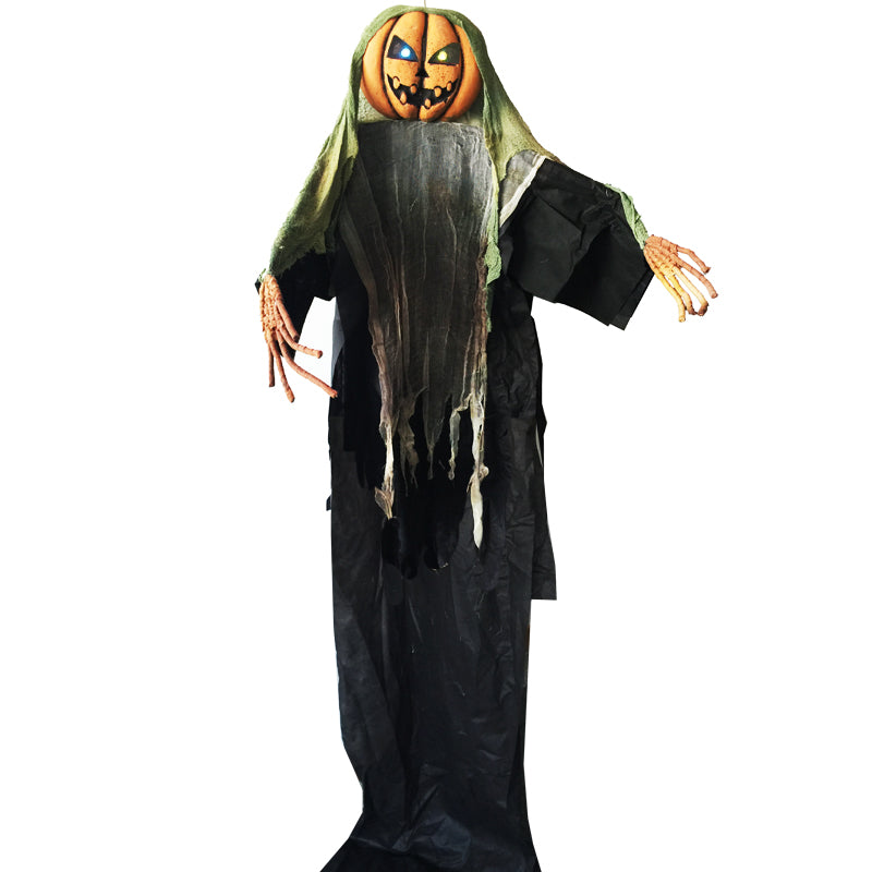 3 Meters Giant Spooky Hanging Pumpkin Man with Light up Eyes Halloween Decoration