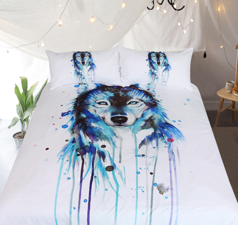 Ice Wolf by Pixie Cold Art Bedding Set  3pc Duvet Bedding Set
