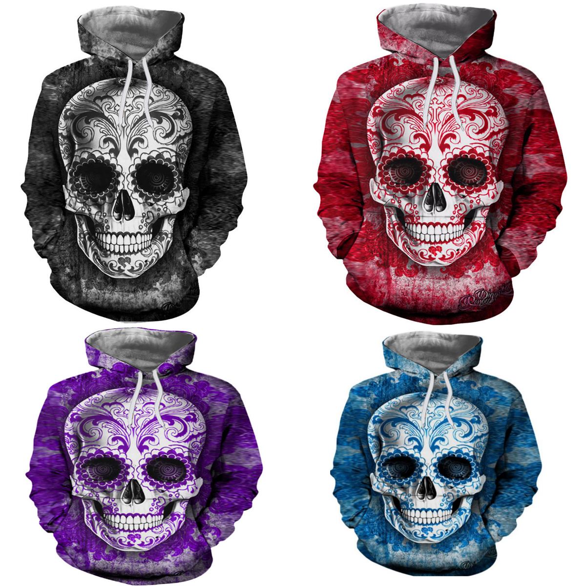 Skull Design Hooded Sweatshirt