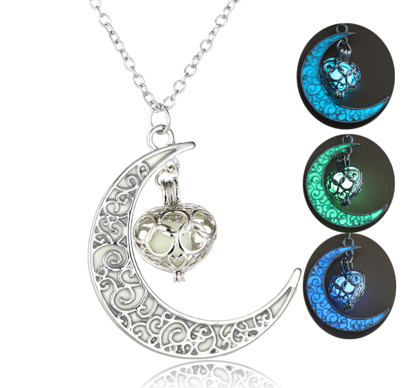 Luminous Glow Heart Moon Necklace