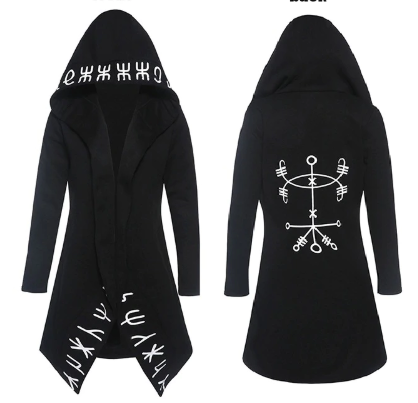 Symbols Loose Hooded Gothic Sweatshirt
