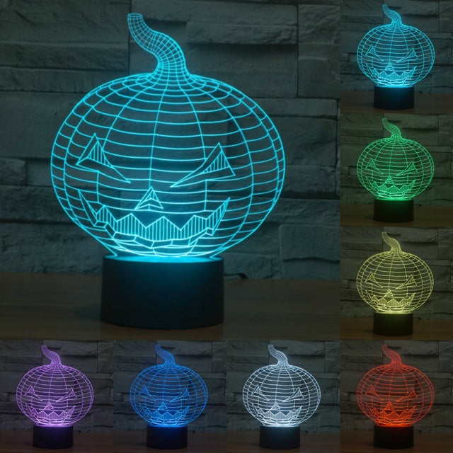 7 Color 3D LED  Acrylic Pumpkin Table Lamp