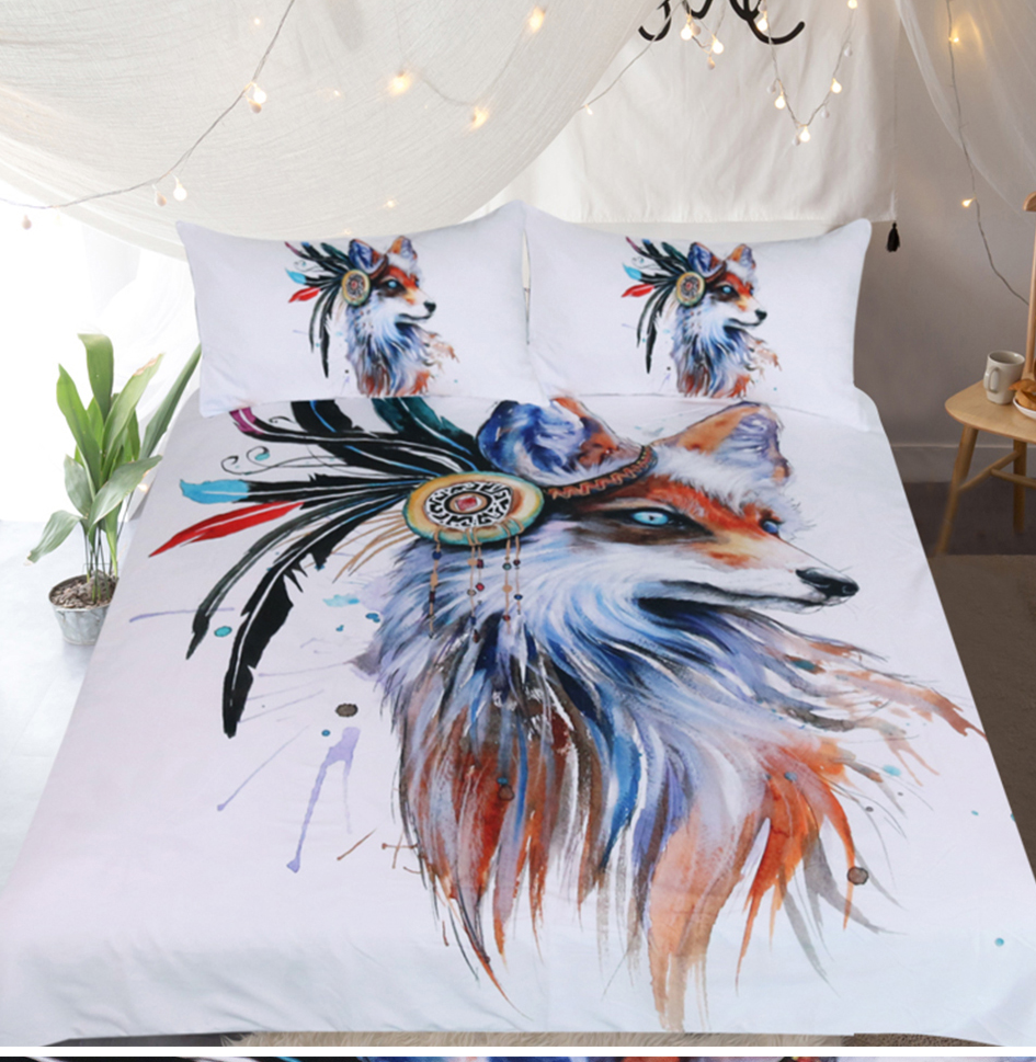 Fox by Pixie Cold Art Bedding Set  3pc Duvet Bedding Set
