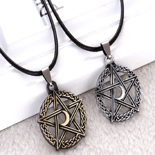 Pentagram Moon Pendant Necklace