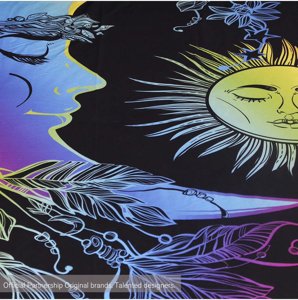 Sun Moon Colorful Duvet Cover 3pc Bedding Set
