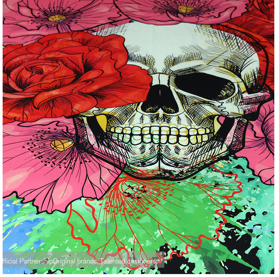Watercolor Splash Skull Duvet 3pc Bedding Set