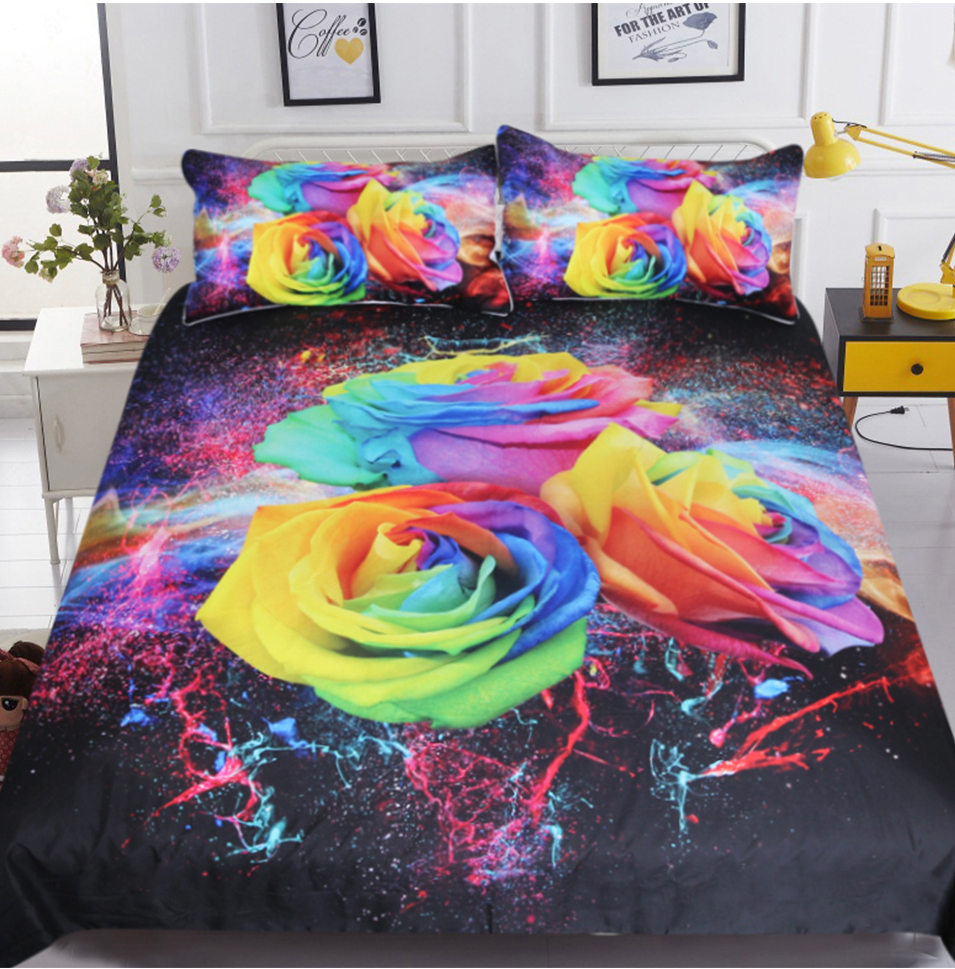 Colorful Roses 3D Duvet Cover 3pc Bedding Set