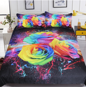 Colorful Roses 3D Duvet Cover 3pc Bedding Set