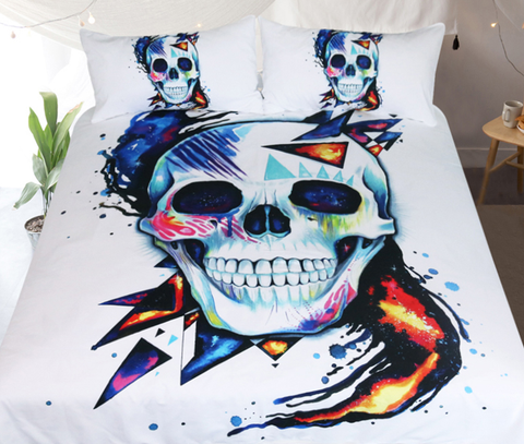 Skull  by Pixie Cold Art Bedding Set  3pc Duvet Bedding Set